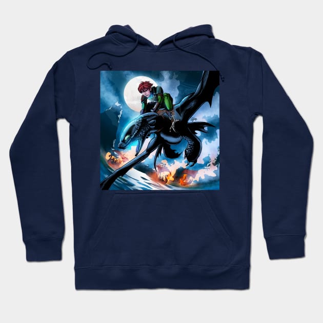 Hiccup and Toothless Firepower Hoodie by inhonoredglory